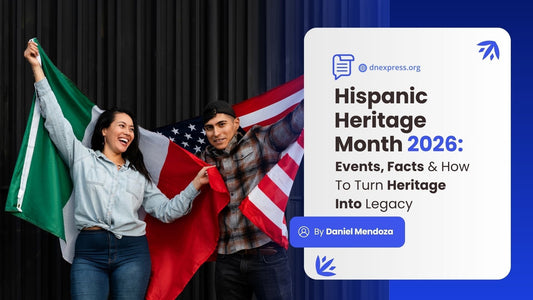 Mexican American couple celebrating Hispanic Heritage Month 2026 with US and Mexican flags