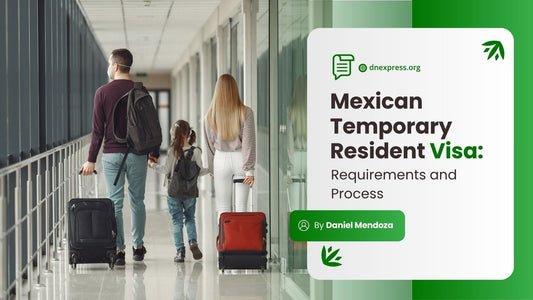 American family with luggage applying for Mexican temporary residency in Tijuana for family reunification 2026