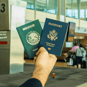 Two passports (U.S. and Mexico) representing dual citizenship