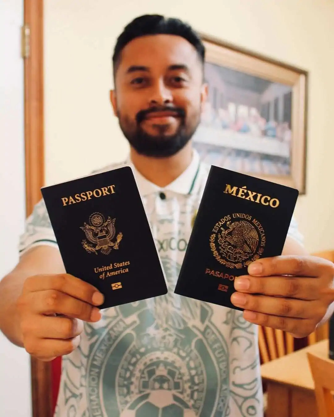 DNExpress client holding their Mexican and U.S. passports