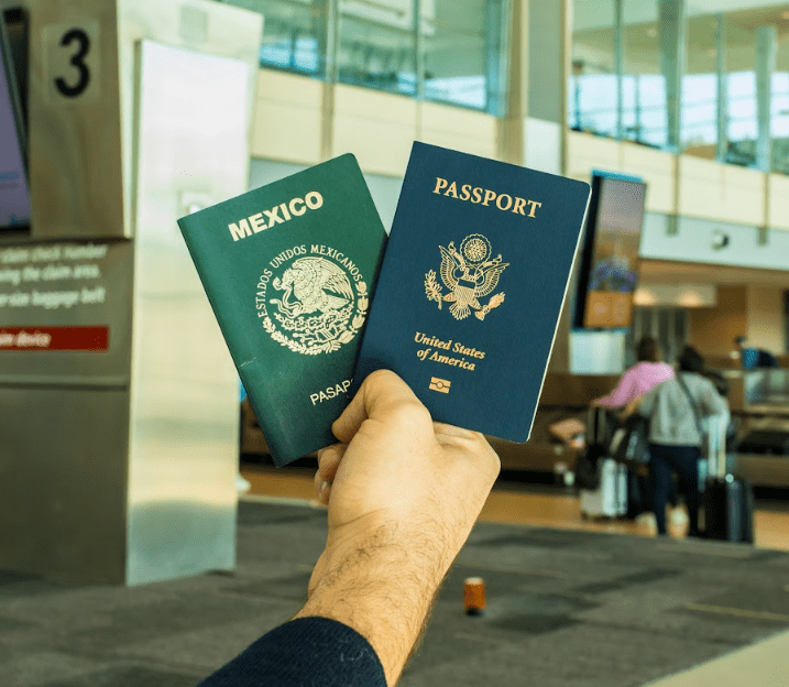 Two passports (U.S. and Mexico) representing dual citizenship